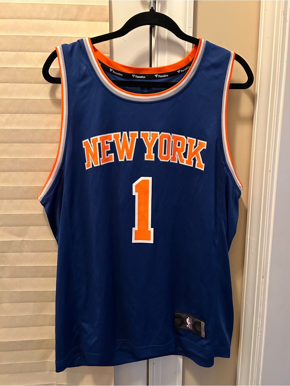 Fanatics New York Blue & Orange Basketball Jersey #1